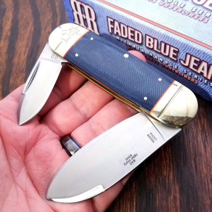 Couteau Bouledogue Canif 2 Lames Acier 440 Manche Micarta Rough Ryder Large Toenail RR2348 - Livraison Gratuite
