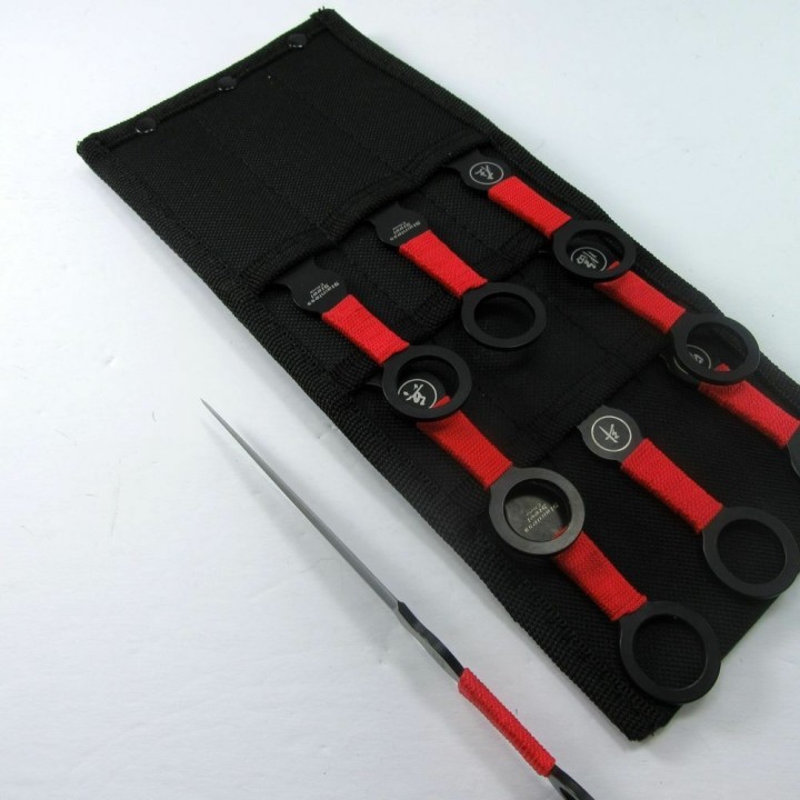 Lot de 8 Couteaux de Lancer de Ninja Perfect Point Throwing Lame Acier Etui Nylon M4504 - Livraison Gratuite