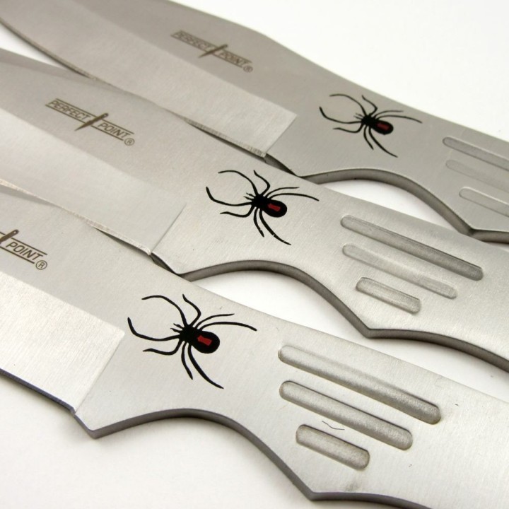 M4505 Lot de 3 Couteaux de Lancer Spider-Man Acier Inox Etui Nylon - Livraison Gratuite