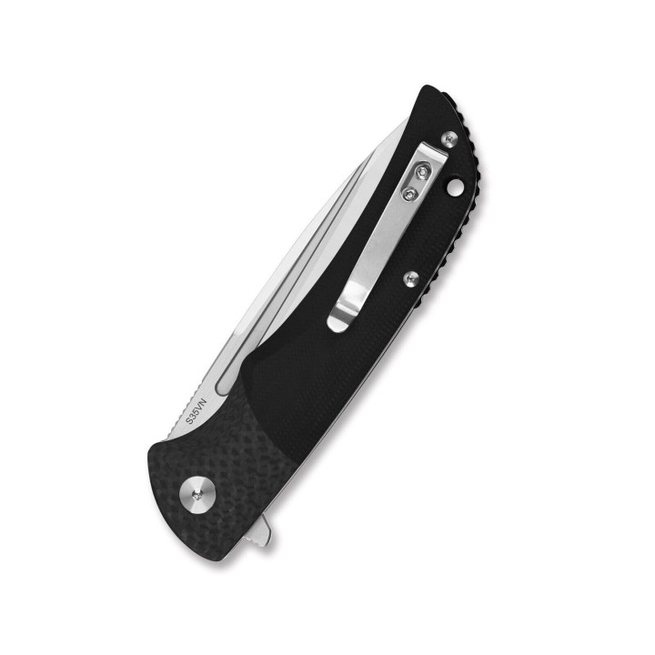 Couteau QSP Harpye Manche G10/Fibre Carbone Lame Acier CPM S35VN IKBS Linerlock Clip QS129B - Livraison Gratuite