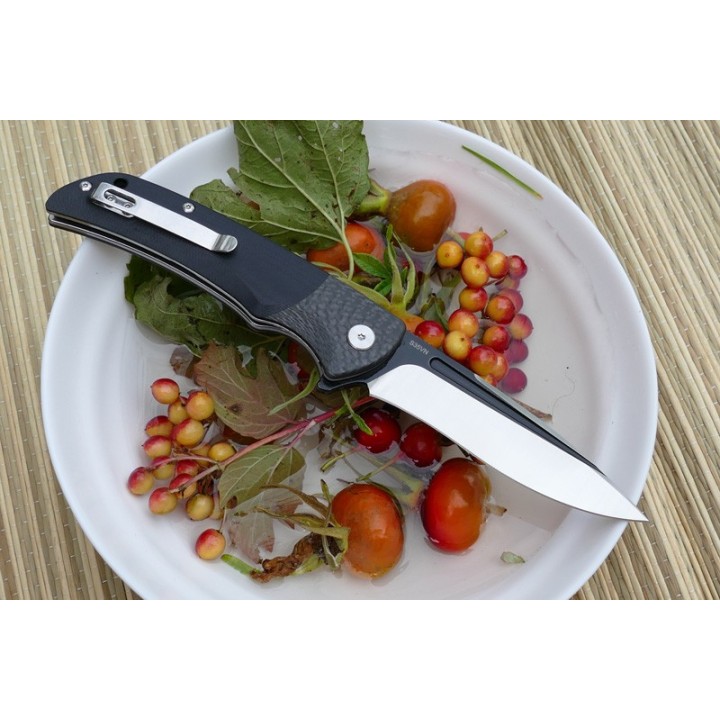 Couteau QSP Harpyie Manche G10/Fibre Carbone Lame Acier CPM S35VN IKBS Linerlock Clip QS129A - Livraison Gratuite