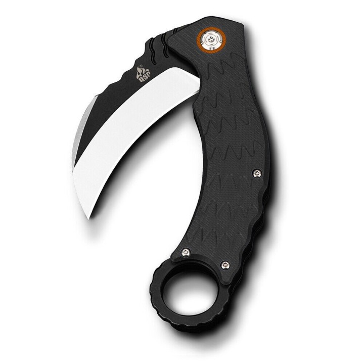 Couteau QSP Eagle Karambit Black Manche G-10 Lame Acier D2 IKBS Linerlock Clip QS120B - Livraison Gratuite