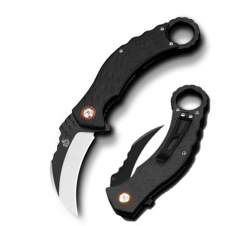 Couteau QSP Eagle Karambit Black Manche G-10 Lame Acier D2 IKBS Linerlock Clip QS120B - Livraison Gratuite