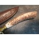 Skinner Couteau de Chasse Hunter Acier Carbone Manche Bois de Cerf Etui Cuir SS7018 - Livraison Gratuite