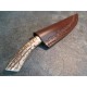Skinner Couteau de Chasse Hunter Acier Carbone Manche Bois de Cerf Etui Cuir SS7018 - Livraison Gratuite