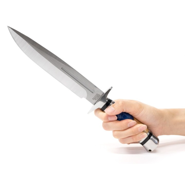 Couteau Bowie Rough Ryder Resine/Wood Lame Acier 440 Manche Résine & Bois Etui Nylon RR2240 - Livraison Gratuite