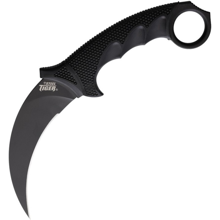 Couteau Cold Steel Tiger Karambit Black Lame Acier AUS-8 Black Manche Griv-Ex Etui Secure-Ex CS49KSTBKBK - Livraison Gratuite