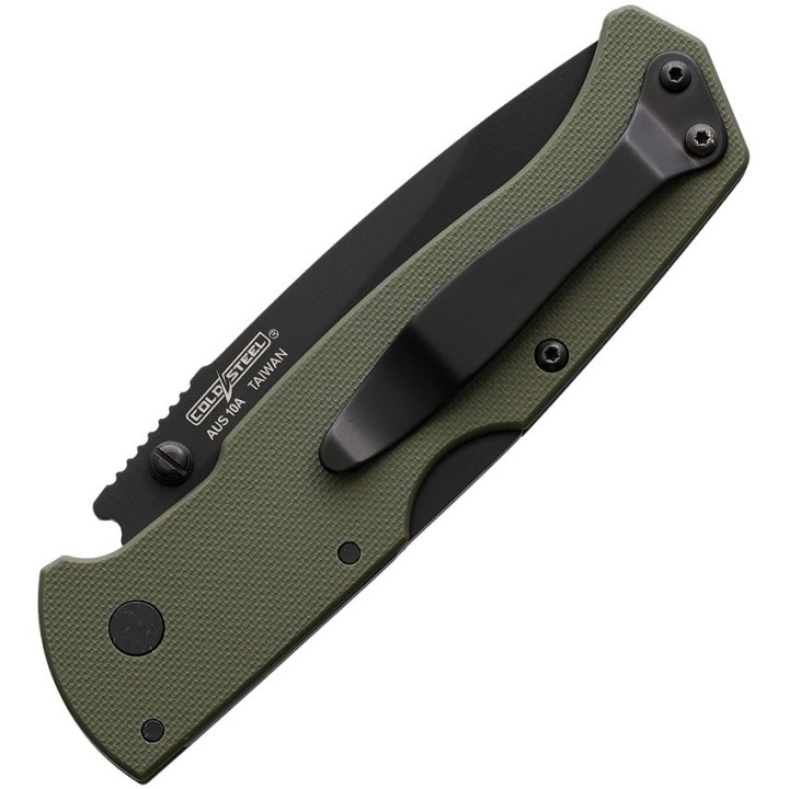 Couteau Cold Steel Air Lite Drop Point OD Green Lame Acier AUS-10 Black Manche G10 Lockback Clip CS26WDODBK - Livraison Gratuite