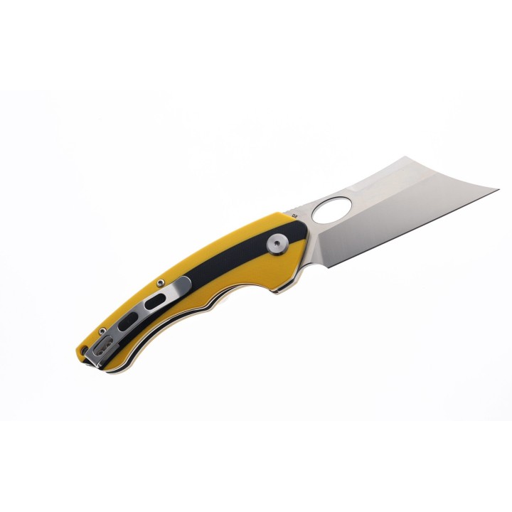 Couteau Bestech Skirmish Yellow/Black Manche G-10 Lame Cleaver Acier D2 IKBS Linerlock Clip BTKG44B - Livraison Gratuite