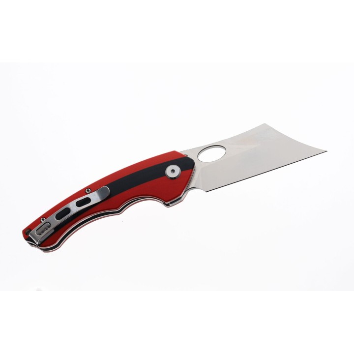 Couteau Bestech Skirmish Red/Black Manche G-10 Lame Cleaver Acier D2 IKBS Linerlock Clip BTKG44C - Livraison Gratuite