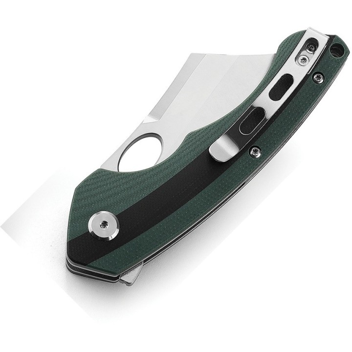 Couteau Bestech Skirmish Green/Black Manche G-10 Lame Cleaver Acier D2 IKBS Linerlock Clip BTKG44A - Livraison Gratuite