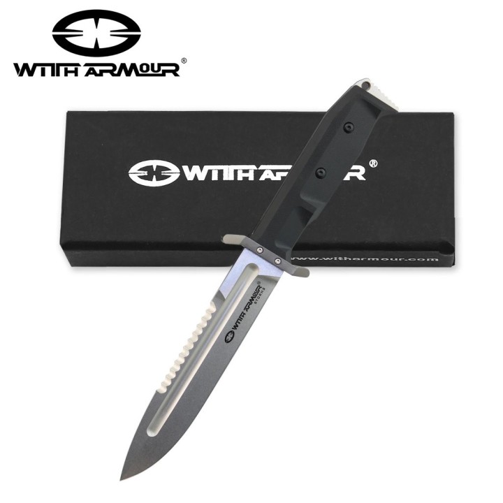Couteau Tactical WithArmour Expendable Lame Acier D2 Manche G10 Etui Kydex WAR099BKD2 - Livraison Gratuite