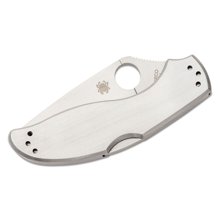 Couteau Spyderco UpTern Plain Lame Acier 8Cr13MoV Manche Acier Lockback Clip SC261P - Livraison Gratuite