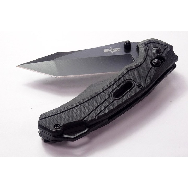Couteau Tactical S-TEC Rapid Lock Black Manche G10 Lame Tanto Acier 8Cr14MoV Clip STTS034 - Livraison Gratuite
