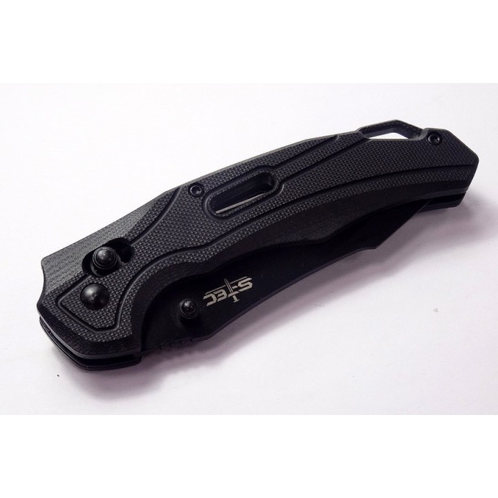 Couteau Tactical S-TEC Rapid Lock Black Manche G10 Lame Tanto Acier 8Cr14MoV Clip STTS034 - Livraison Gratuite