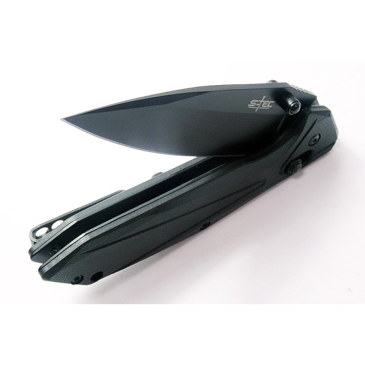 Couteau Tactical S-TEC Rapid Lock Black Manche G10 Lame Spear Point Acier 8Cr14MoV Clip STTS033 - Livraison Gratuite