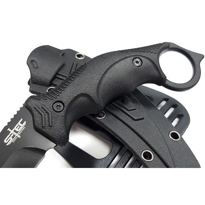 Lot de 3 S-TEC Karambit Lame Acier 3CR13 Manche Abs Etui Plastique STTS201BK - Livraison Gratuite