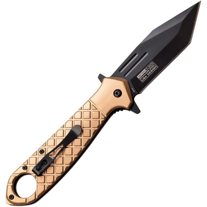 Couteau Tac Force Tactical Urban Tan A/O Lame Tanto Acier 3Cr13 Manche Aluminium Linerlock Clip TF1042TN - Livraison Gratuite
