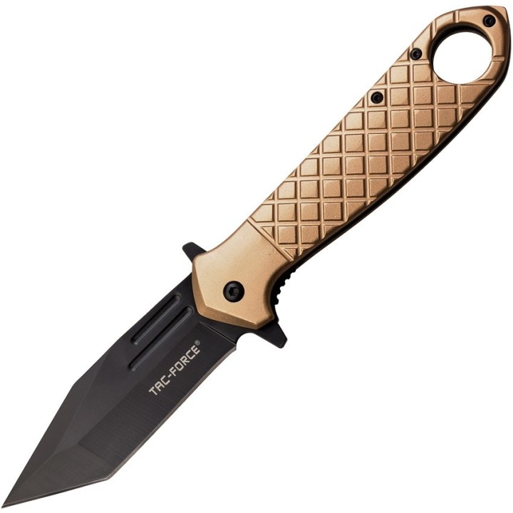 Couteau Tac Force Tactical Urban Tan A/O Lame Tanto Acier 3Cr13 Manche Aluminium Linerlock Clip TF1042TN - Livraison Gratuite