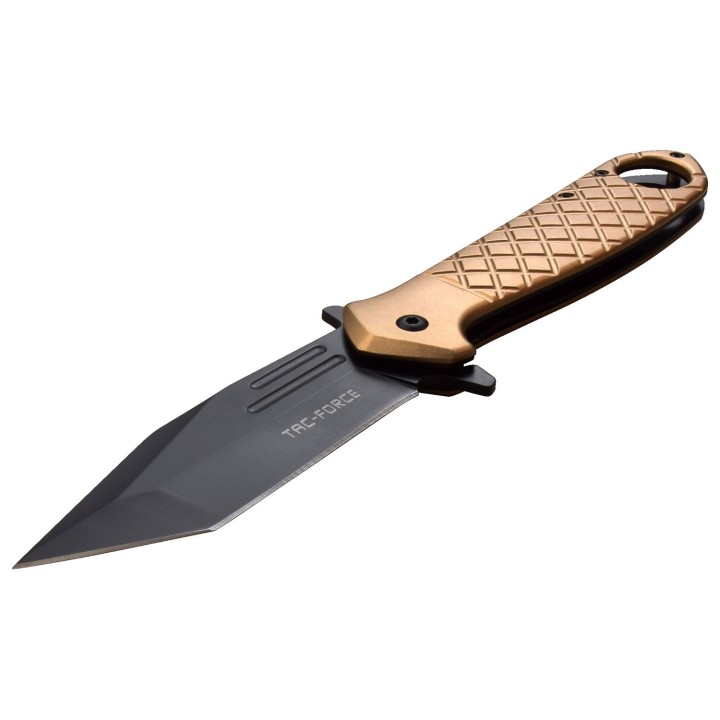 Couteau Tac Force Tactical Urban Tan A/O Lame Tanto Acier 3Cr13 Manche Aluminium Linerlock Clip TF1042TN - Livraison Gratuite