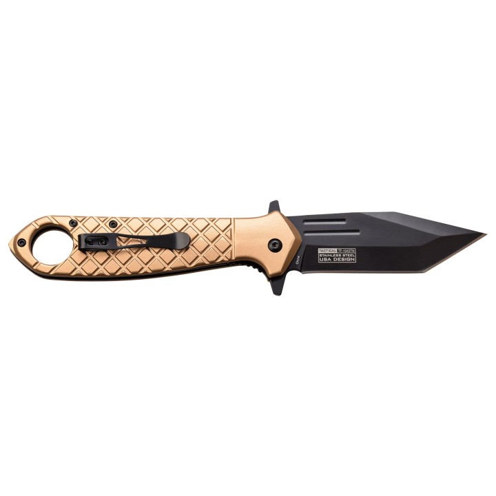 Couteau Tac Force Tactical Urban Tan A/O Lame Tanto Acier 3Cr13 Manche Aluminium Linerlock Clip TF1042TN - Livraison Gratuite