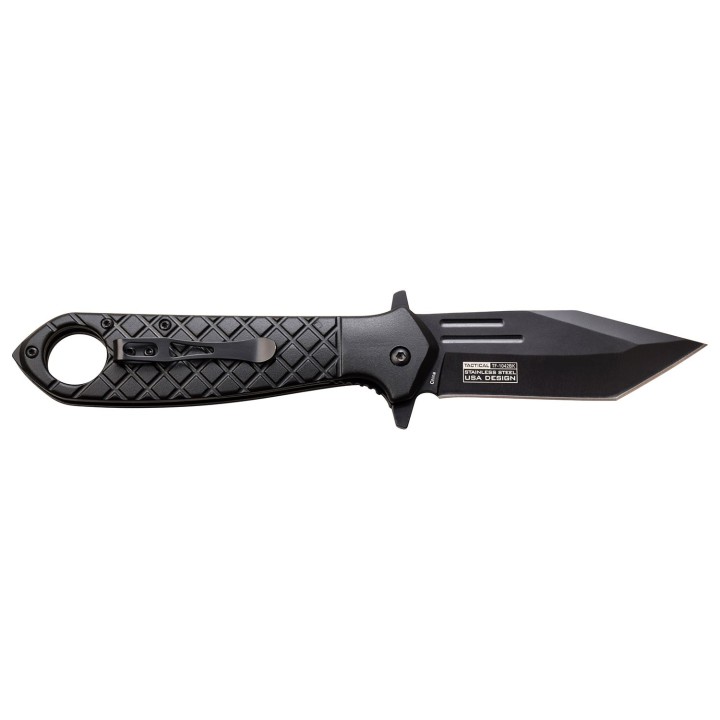 Couteau Tac Force Tactical Urban Black A/O Lame Tanto Acier 3Cr13 Manche Aluminium Linerlock Clip TF1042BK - Livraison Gratuite 