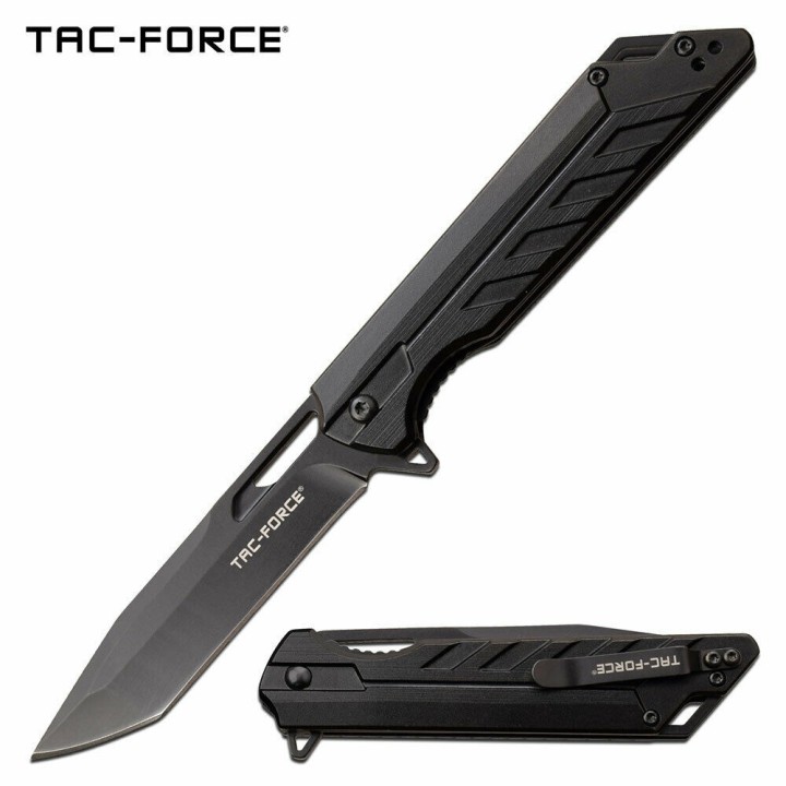 Couteau Tac Force Tactical Urban Black A/O Lame Tanto Acier 3Cr13 Manche Aluminium Linerlock Clip TF1034BK - Livraison Gratuite 