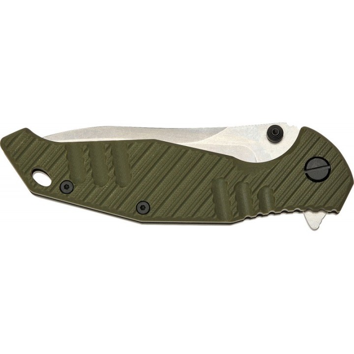 Couteau SKIF Knives Adventure Olive Manche G10 Lame Acier 9Cr18MoV IKBS Framelock Clip SKF424SEG - Livraison Gratuite