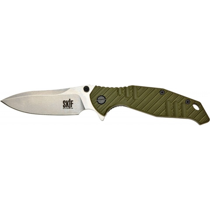Couteau SKIF Knives Adventure Olive Manche G10 Lame Acier 9Cr18MoV IKBS Framelock Clip SKF424SEG - Livraison Gratuite