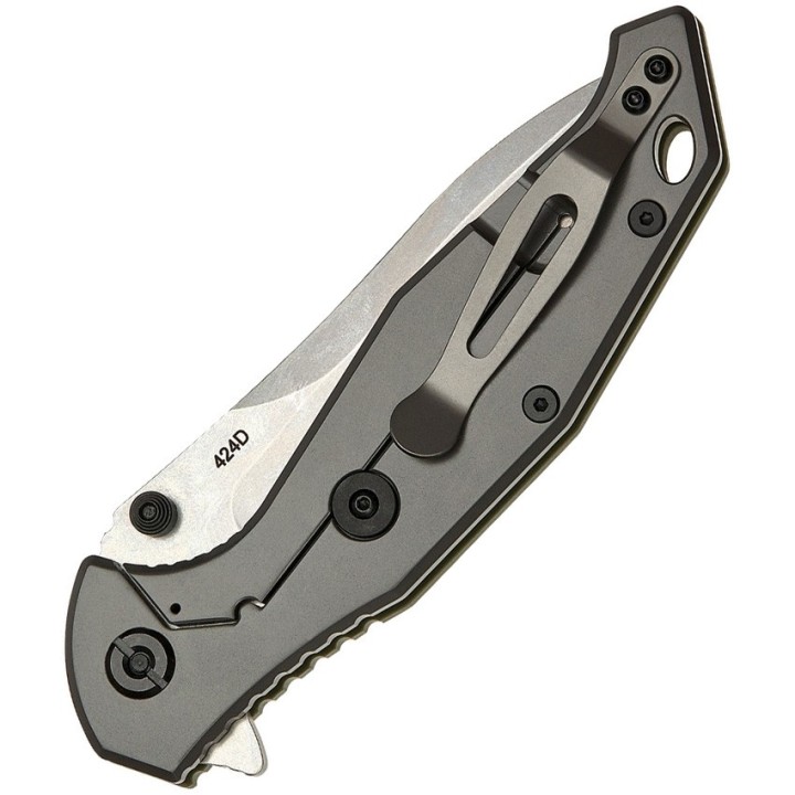Couteau SKIF Knives Adventure Olive Manche G10 Lame Acier 9Cr18MoV IKBS Framelock Clip SKF424SEG - Livraison Gratuite