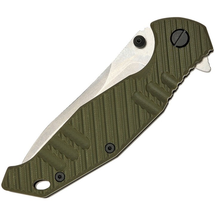 Couteau SKIF Knives Adventure Olive Manche G10 Lame Acier 9Cr18MoV IKBS Framelock Clip SKF424SEG - Livraison Gratuite