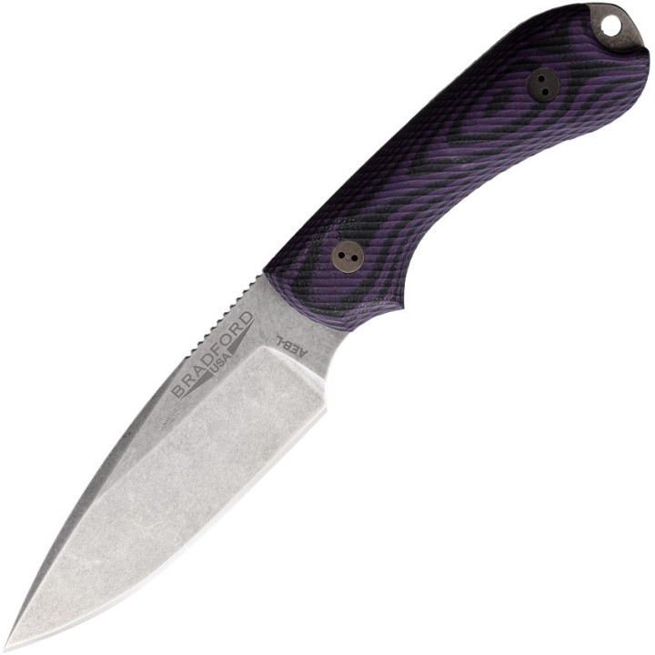 Couteau Bradford Guardian 3 Lame Acier AEB-L Manche Purple/Black G10 Etui Cuir USA BRAD3FE119A - Livraison Gratuite