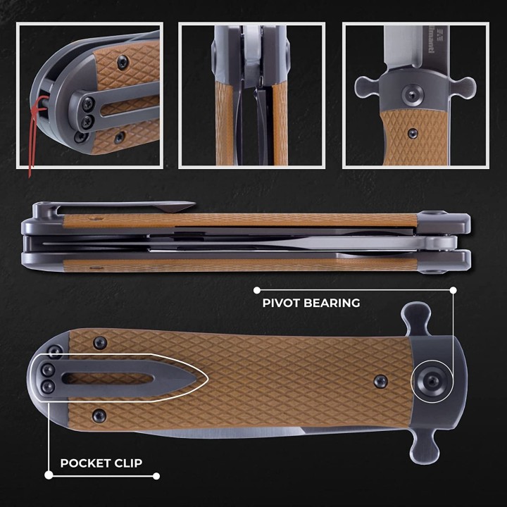 Couteau Ganzo Adimanti Samson Brown Lame Acier D2 Manche G10 Linerlock Clip GASAMSONBR - Livraison Gratuite