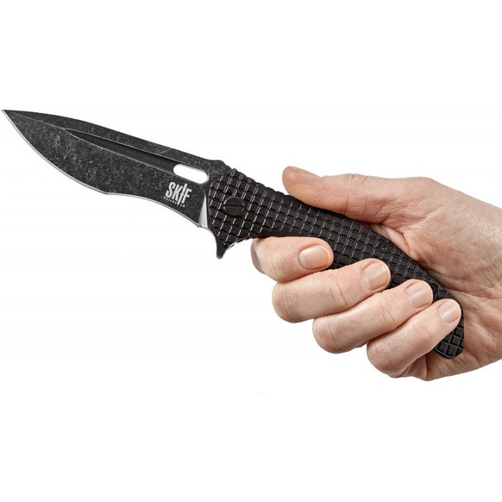 Couteau SKIF Knives Defender Black Manche G10 Lame Acier 9Cr18MoV IKBS Framelock Clip SKF423SEB - Livraison Gratuite