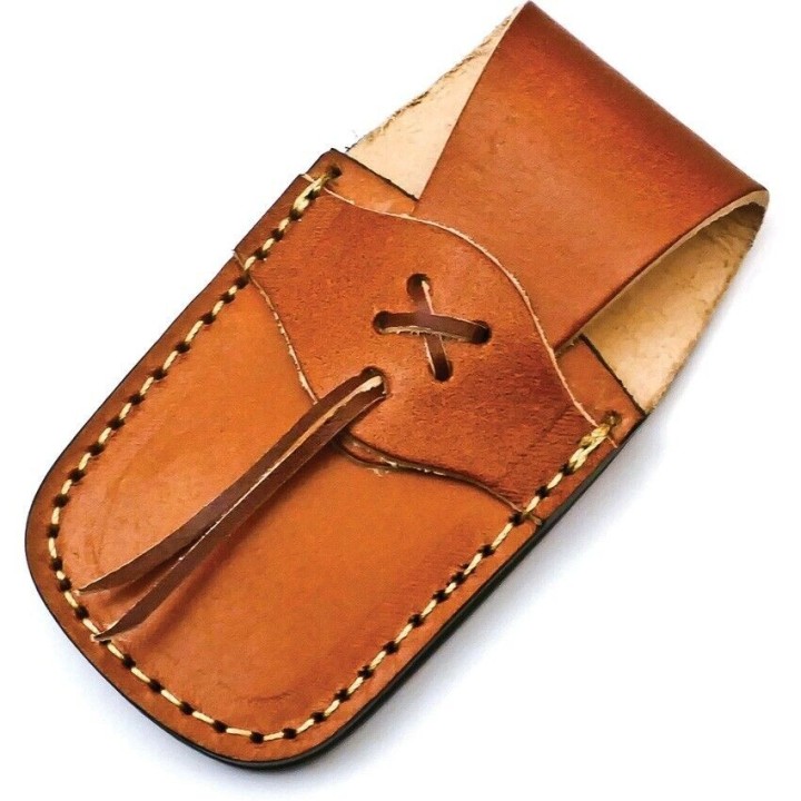 Couteau Damas FH Knives Bone Lame Damas 128 Couches Manche Os Lockback Etui Cuir FHKBNE001 - Livraison Gratuite