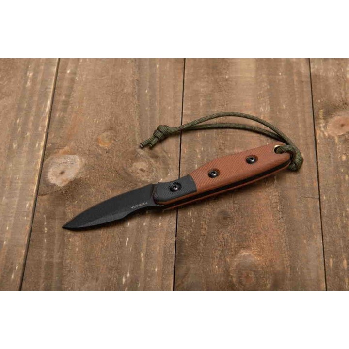 Couteau Tops Hornero Manche Tan/Black Lame Acier Carbone 1095 Etui Kydex Made In USA TPHORN01 - Livraison Gratuite
