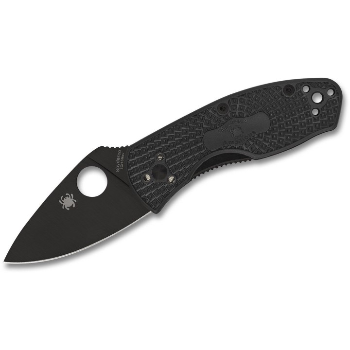 Couteau Spyderco Ambitious Black Lame Acier 8Cr13MoV Plain Manche FRN Linerlock Clip SC148PBBK - Livraison Gratuite