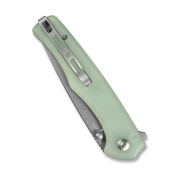 Couteau SENCUT Crowley Jade Manche G10 Lame Acier D2 IKBS Button Lock Clip S210121 - Livraison Gratuite
