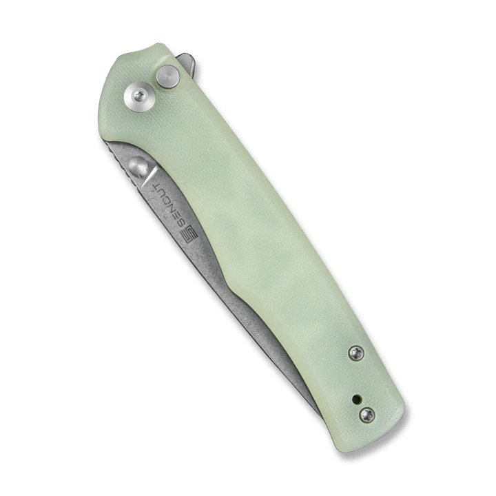 Couteau SENCUT Crowley Jade Manche G10 Lame Acier D2 IKBS Button Lock Clip S210121 - Livraison Gratuite