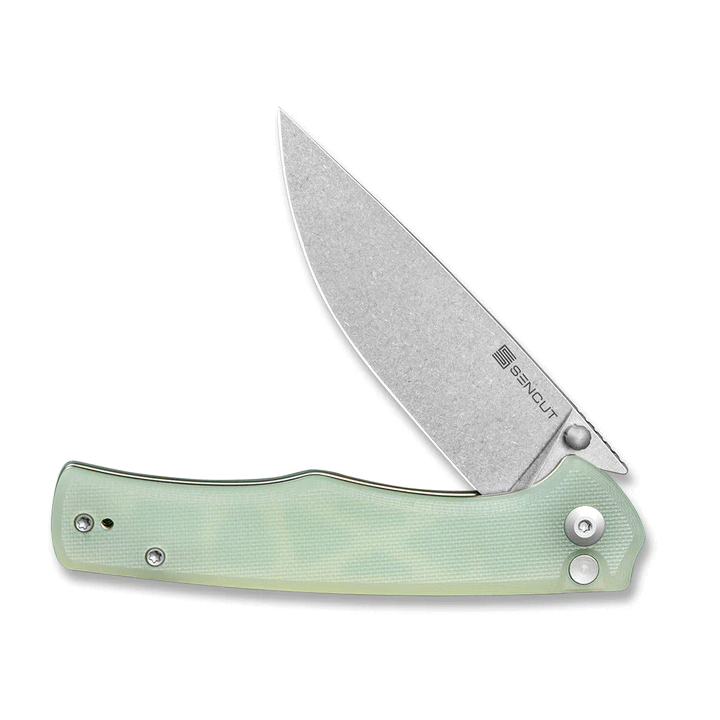Couteau SENCUT Crowley Jade Manche G10 Lame Acier D2 IKBS Button Lock Clip S210121 - Livraison Gratuite