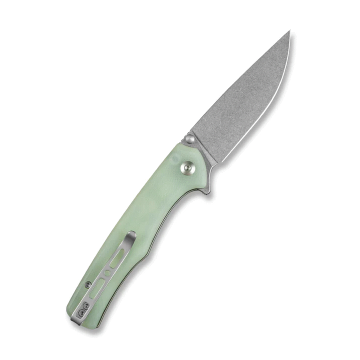 Couteau SENCUT Crowley Jade Manche G10 Lame Acier D2 IKBS Button Lock Clip S210121 - Livraison Gratuite