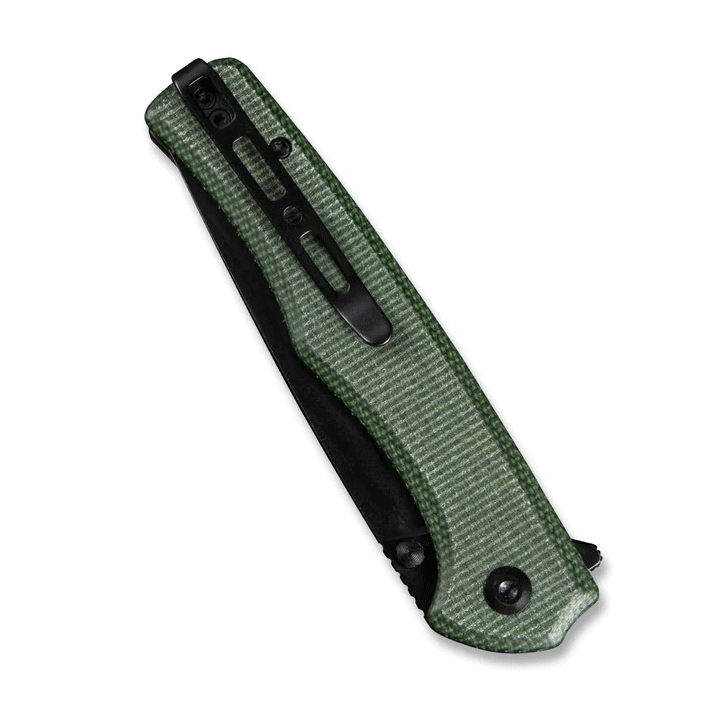 Couteau SENCUT Crowley Green Manche Micarta Lame Acier D2 IKBS Button Lock Clip S210123 - Livraison Gratuite