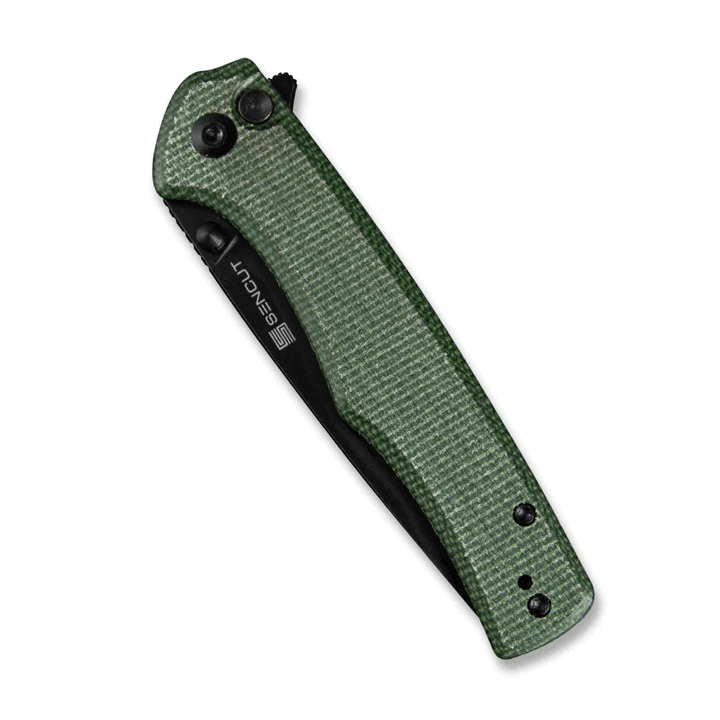 Couteau SENCUT Crowley Green Manche Micarta Lame Acier D2 IKBS Button Lock Clip S210123 - Livraison Gratuite