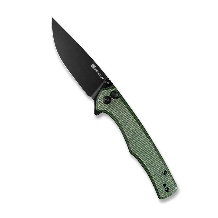 Couteau SENCUT Crowley Green Manche Micarta Lame Acier D2 IKBS Button Lock Clip S210123 - Livraison Gratuite