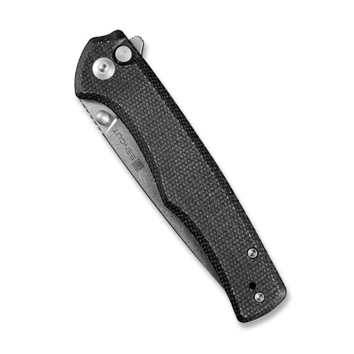 Couteau SENCUT Crowley Black Manche Micarta Lame Acier D2 IKBS Button Lock Clip S210122 - Livraison Gratuite
