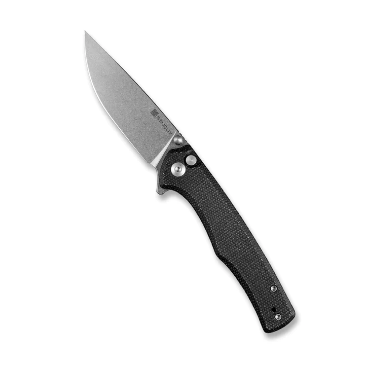 Couteau SENCUT Crowley Black Manche Micarta Lame Acier D2 IKBS Button Lock Clip S210122 - Livraison Gratuite