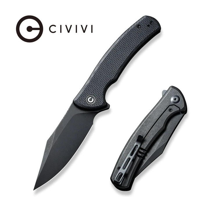 Couteau CIVIVI Sinisys Black Lame Acier 14C28N Manche G10/Acier IKBS Framelock Clip CIVC200391 - Livraison Gratuite