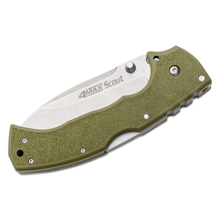 Couteau Cold Steel 4-Max Scout OD Green Lame Acier AUS-10A Manche Griv-Ex Lockback CS62RQODSW - Livraison Gratuite