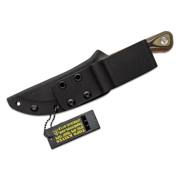 Couteau Tops Muley Skinner Lame Acier 154CM Manche Tan/Black G10 Etui Kydex Made USA TPMSKIN01 - Livraison Gratuite