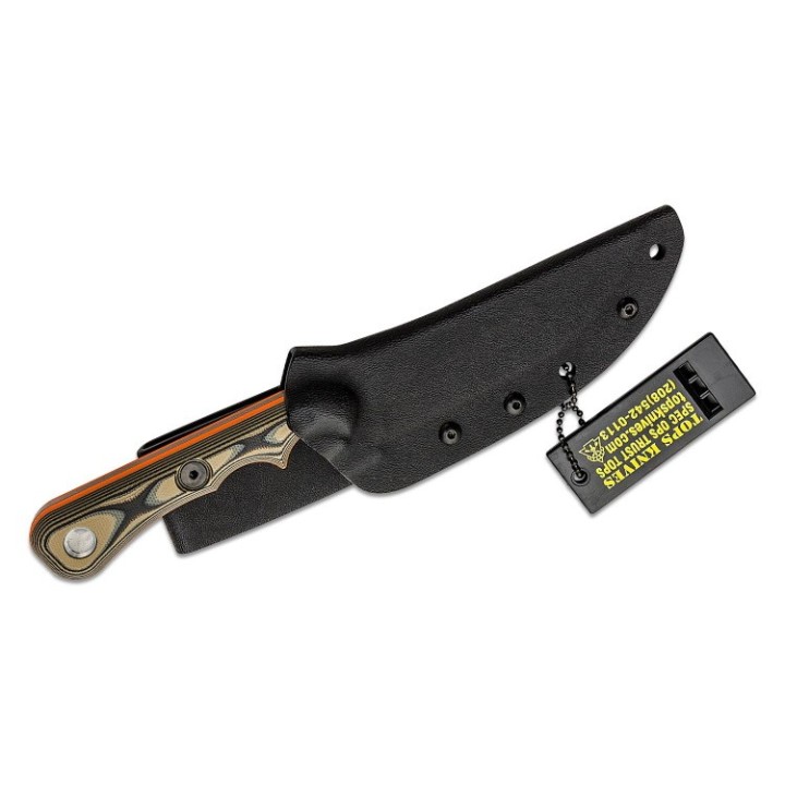Couteau Tops Muley Skinner Lame Acier 154CM Manche Tan/Black G10 Etui Kydex Made USA TPMSKIN01 - Livraison Gratuite